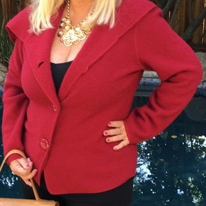 Boiled wool deep red light jacket med